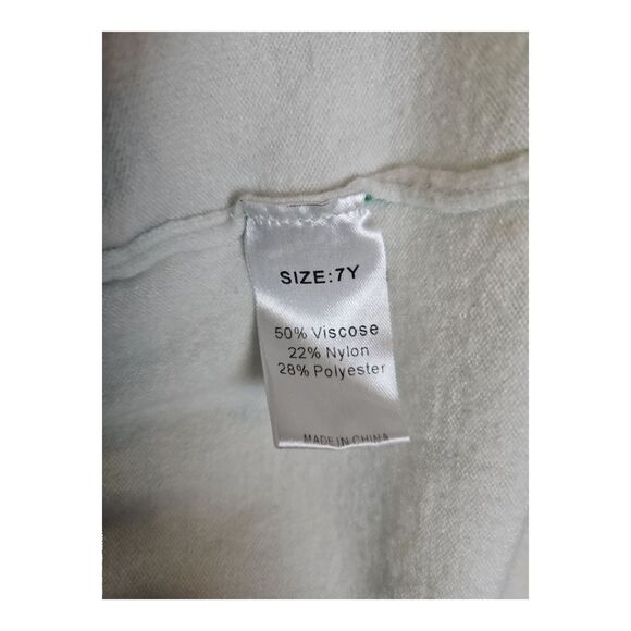 Kids4ever Green & White Christmas Light Print Sweater Dress White Skirt Size 6/7 - Picture 5 of 7